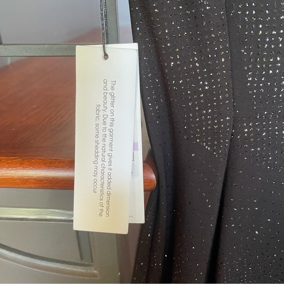 Calvin Klein Glitter Knit Sheath V Neck Black Midi Dress 6 NWT - Picture 7 of 14